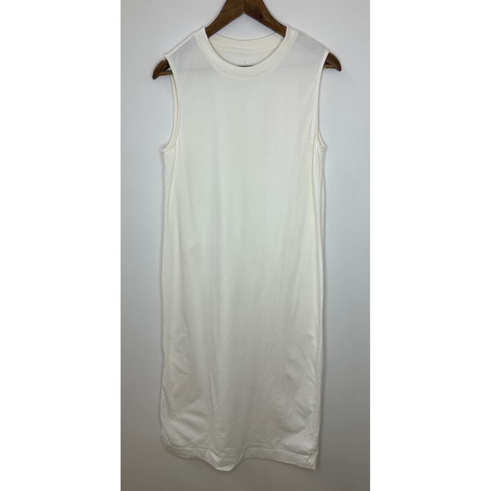 Everlane Organic Cotton Sleeveless Shirt Dress Cream Medium Side Slit Minimalist - Picture 12 of 12